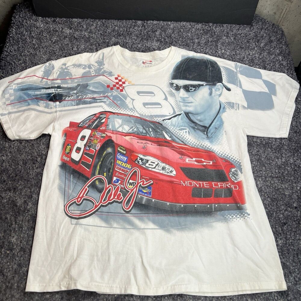 VTG Dale Earnhardt Jr Nascar All Over Print AOP Racing Chase T-Shirt Size L